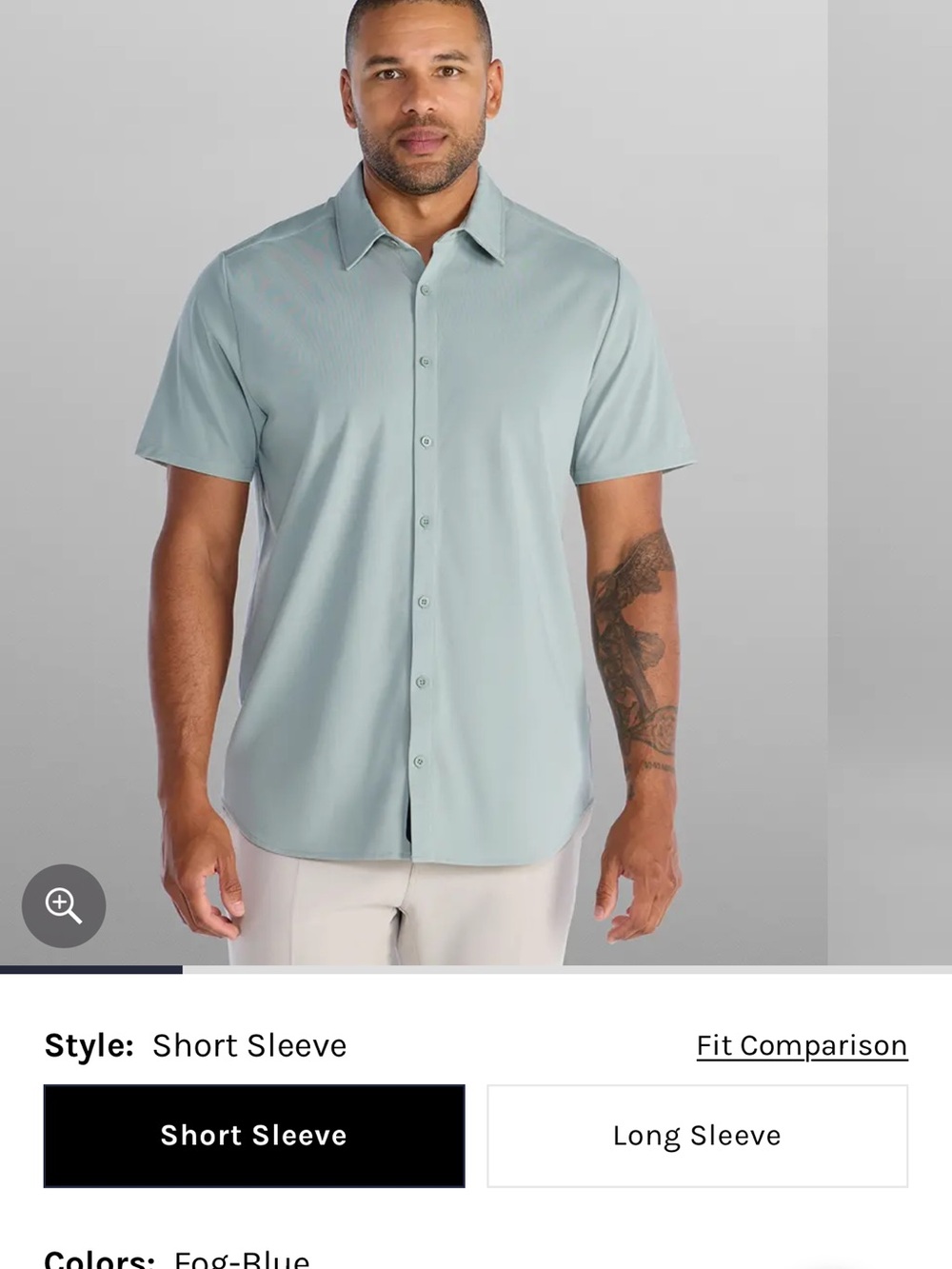 BYLT Premium Basics Fog-Blue Short Sleeve Button-Down Shirt